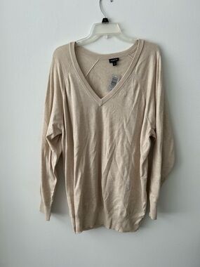 Torrid V-Neck Lightweight Sweater in Beige